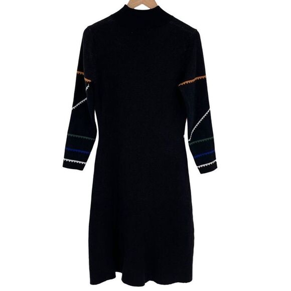 Epik‎ Knit Midi A-Line Dress Long Sleeves Mock Neck Soft Women Medium Black - Picture 5 of 8